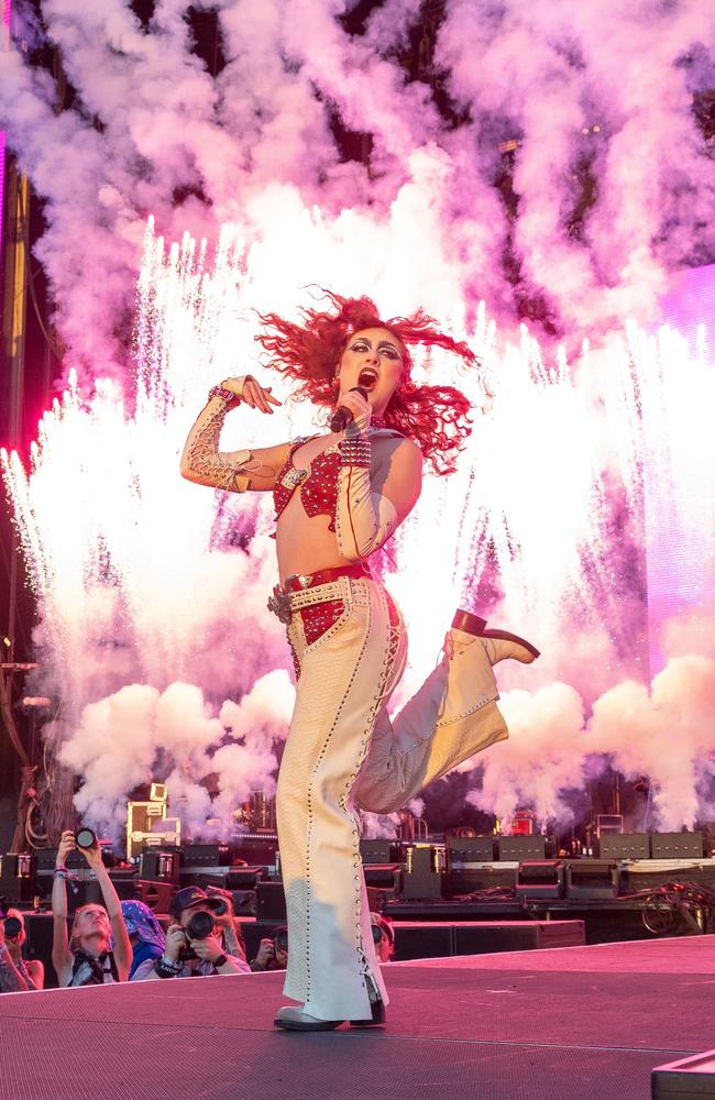 After recently cancelling a number of festival shows, Chappell Roan is seen performing at the 2024 Austin City Limits Music Festival in Texas. Picture: Gary Miller/FilmMagic/Getty Images