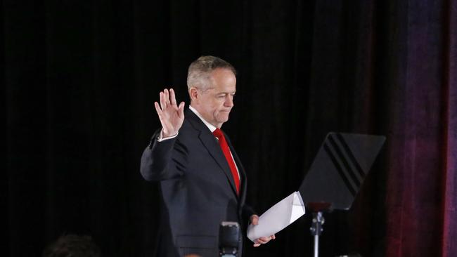 Bill Shorten concedes defeat in Melbourne, and quits as Labor leader. Picture: David Caird