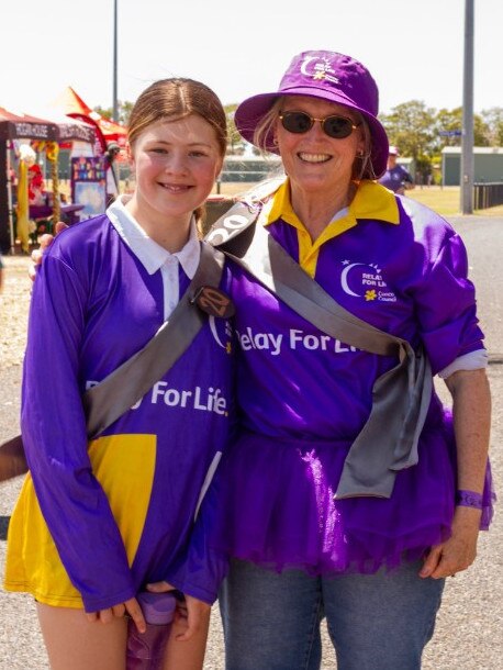 Lynn Hoskins and Stazia from Bundaberg Christian College and at the 2023 Bundaberg Relay for Life.