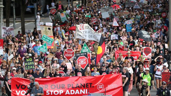 The anti Adani march in Brisbane, April 22. Picture: Peter Wallis