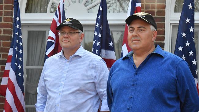 Prime Minister Scott Morrison and Ambassador to the US Joe Hockeyat the Ambassador's residence in Washington DC, last month. Picture: AAP