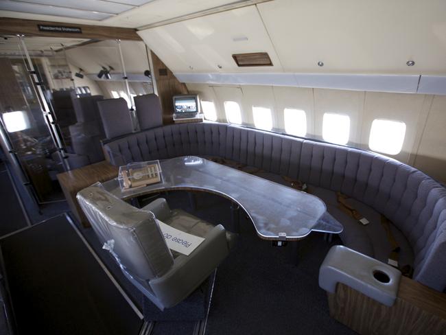 The interior of very first jet Air Force One, a Boeing 707.