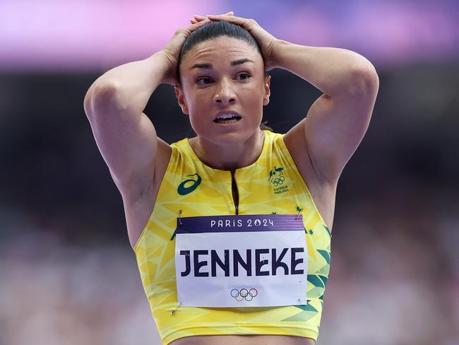 Michelle Jenneke’s hopes of making the 100m hurdles final was brought undone by injury. Picture: Getty Images