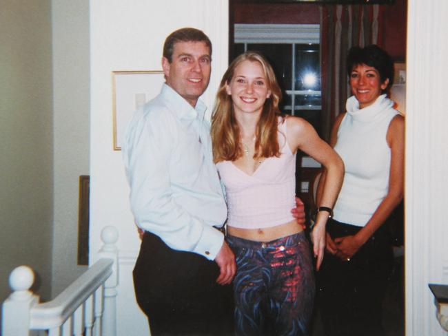 Prince Andrew pictured with Virginia Giuffre (nee Roberts) and Ghislaine Maxwell. Picture: Shutterstock