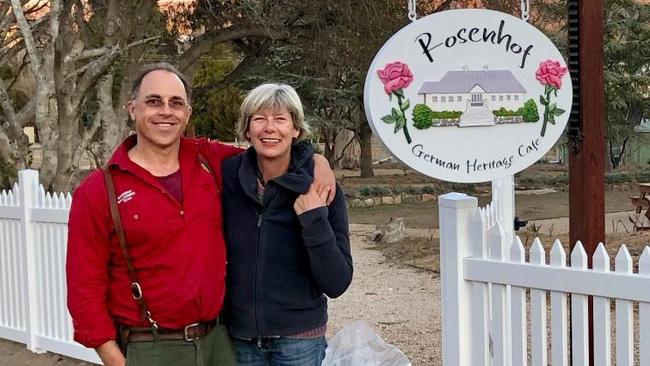 Owners Christian and Kirsten Uhrig are giving away their Rosenhof German Heritage Cafe &amp; Restaurant to one committed couple or team that has been affected by the 2022 floods. Picture Christian Uhrig