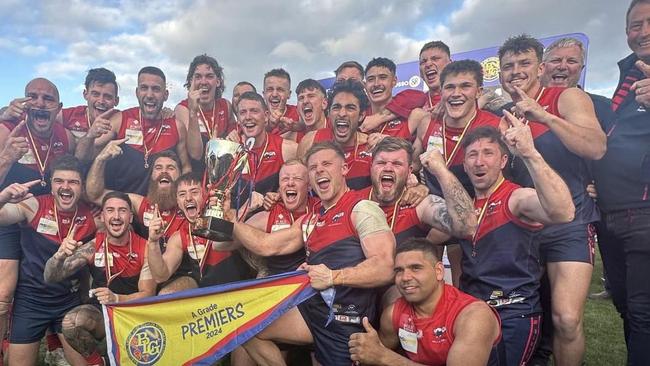 Willaston celebrates its 2024 premiership. Picture: Willaston Football Club