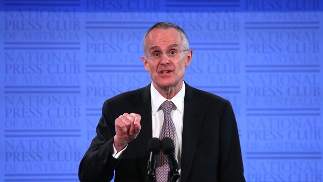 Chairman of the Australian Competition and Consumer Commission Rod Sims addressing the National Press Club in Canberra. Picture Kym Smith