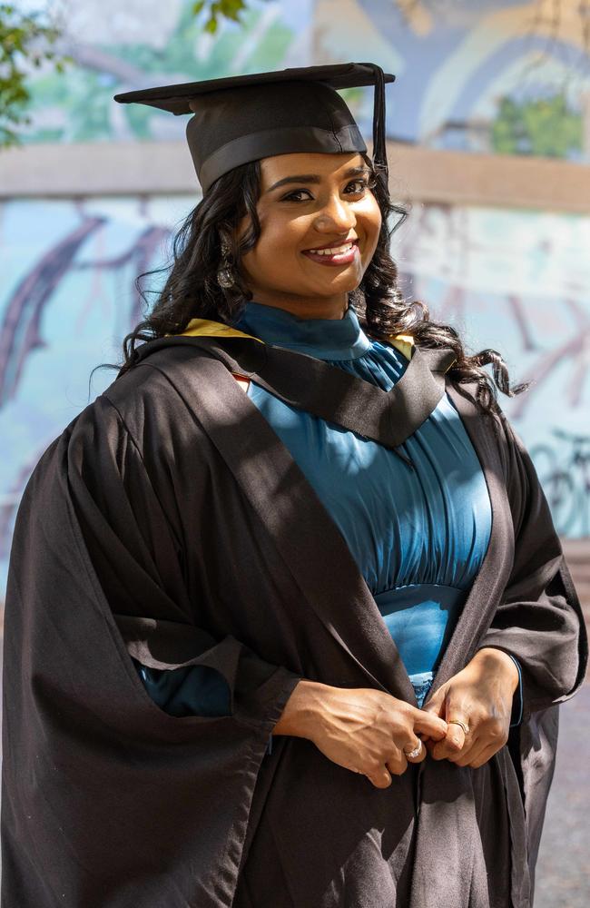 Grace Evelyn at the 2025 Graduation ceremony held at Charles Darwin University on May 20, 2025. Picture: Pema Tamang Pakhrin