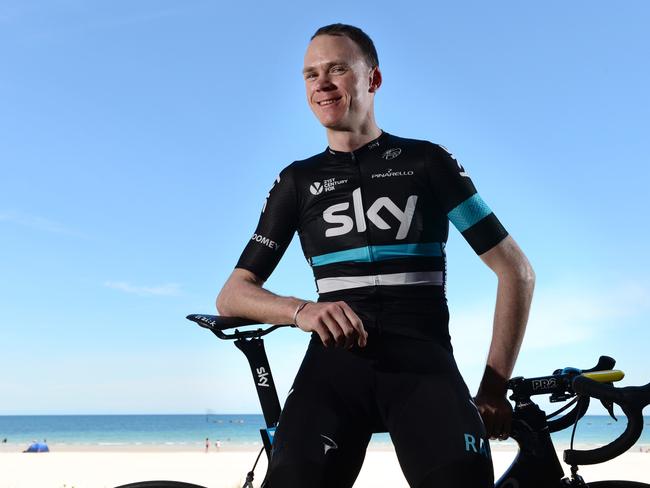 Tour de France champion cyclist Chris Froome in Adelaide ahead of the Herald Sun Tour. Photo: Tricia Watkinson.