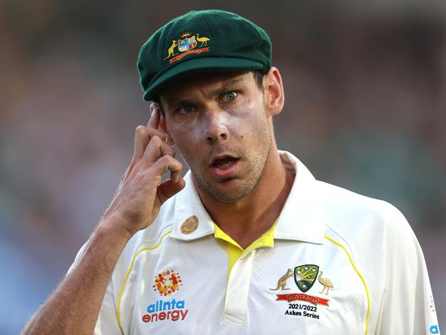 HOBART, AUSTRALIA - JANUARY 15: Scott Boland of Australia during day two of the Fifth Test in the Ashes series between Australia and England at Blundstone Arena on January 15, 2022 in Hobart, Australia. (Photo by Robert Cianflone/Getty Images)