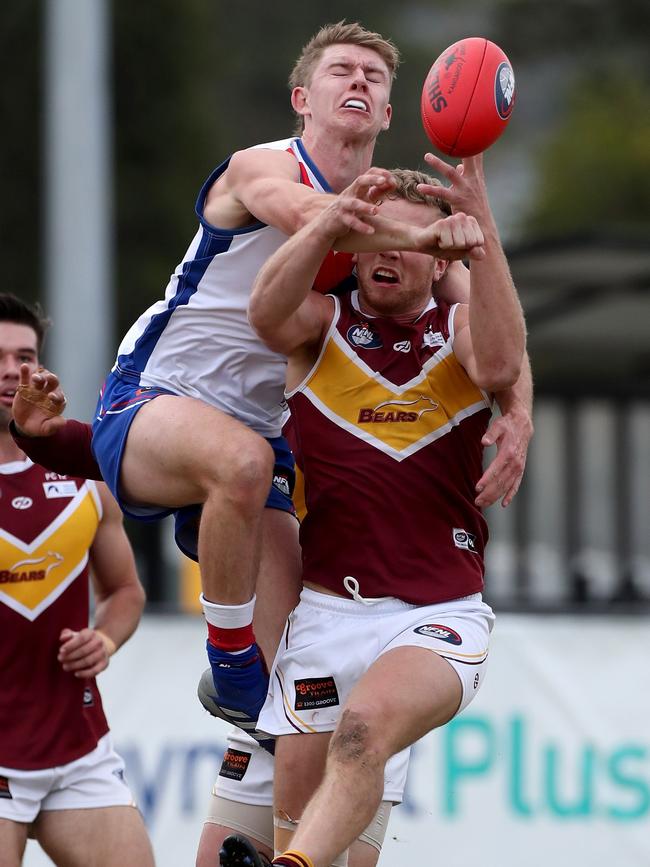 Aidan Tilley spoils the ball.