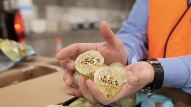 Fair trading investigators have raided a warehouse in Sydney, seizing thousands of potentially deadly food products. Picture: 9 News