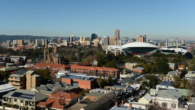 Looking over North Adelaide from the corner of Brougham Place and O'Connell Street, back towards the city. Picture: Roy VanDerVegt