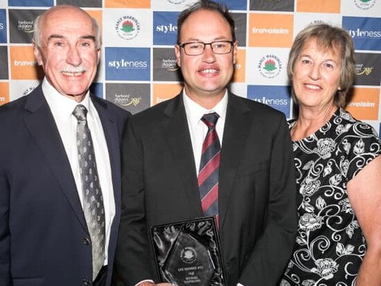 Michael 'Juice' Shepheard with his parents John and Pat. Picture: MWDCC