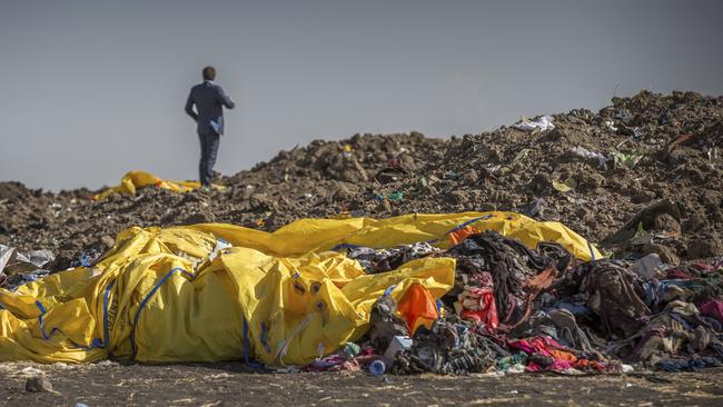 Wreckage of the Ethiopian Airlines Boeing 737. Picture: AP