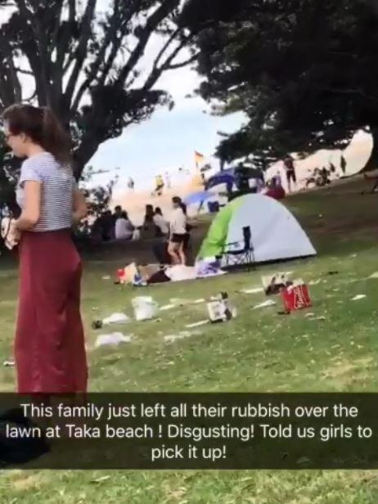 A NZ local was stunned by the family’s behaviour at Takapuna Beach. Picture: Krista Curnow/Facebook