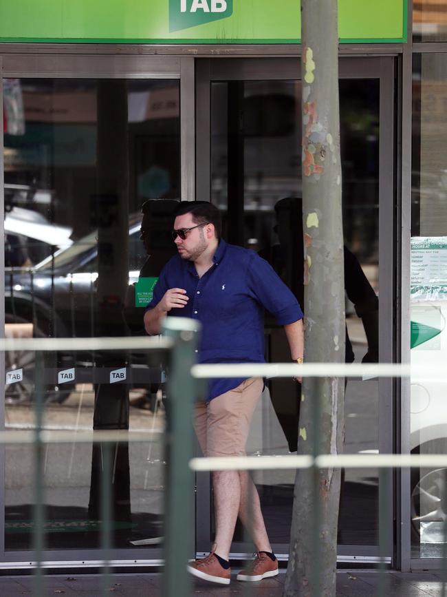 Mr Lehrmann outside the TAB in Neutral Bay on Sunday. Picture: Matrix