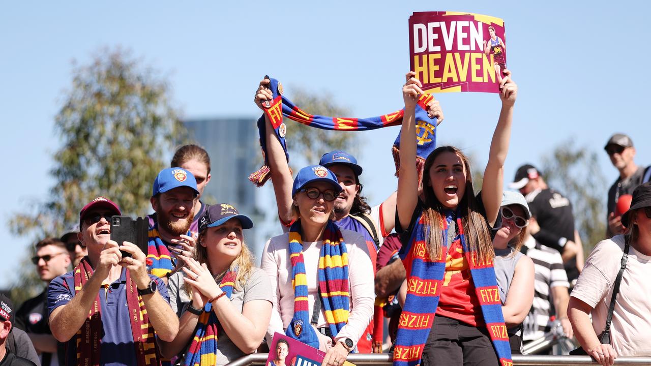 Brisbane Lions fans show their support for the team and Robertson. Picture: Robert Cianflone/Getty Images