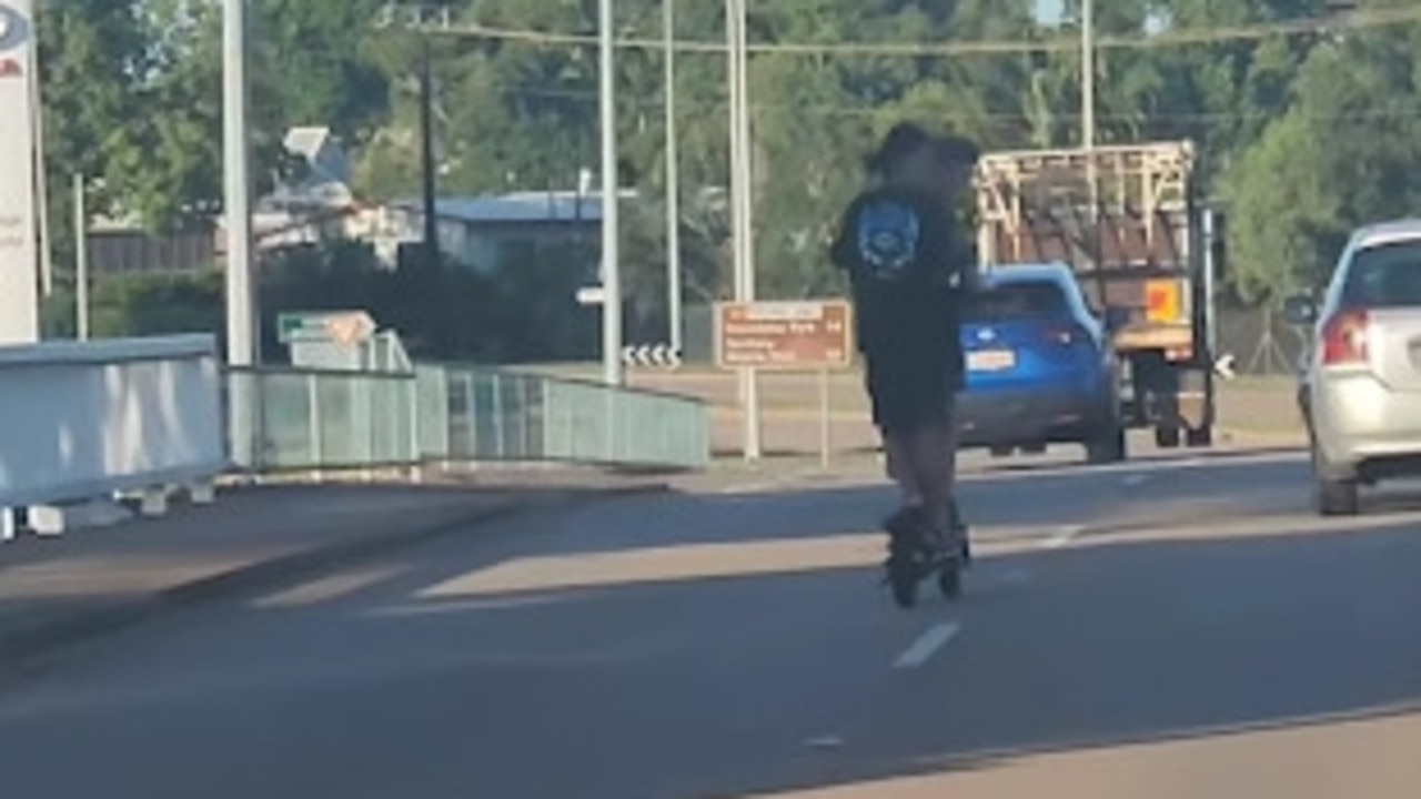 Sunday 02 March 2025 at around 6pm two kids were seen riding an electric scooter on Daly St, swerving in and out of traffic. Picture: Aadarsha Kunwar / Supplied.