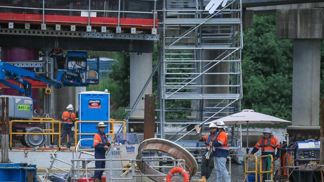 Transport and Main Roads Minister Bart Mellish provides an update on construction progress on the Coomera Connector. Picture: Glenn Campbell