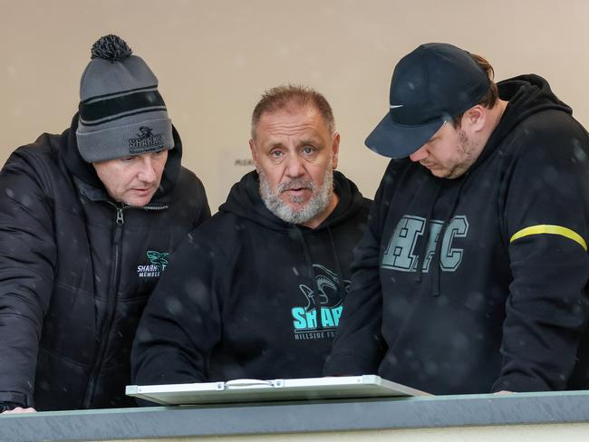 EDFL: Hillside v Roxburgh Park at Hillside Reserve. Melbourne, May 6 2023.  Hillside coach Charlie Denaro.Picture : George Sal