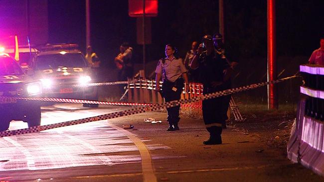 Police at the scene of the fatal shooting in Coffs Harbour. Picture: Frank Redward