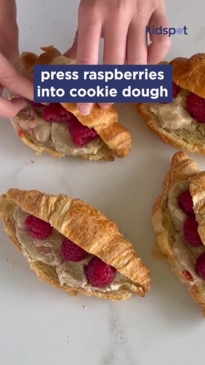 Raspberry cookie dough croissants