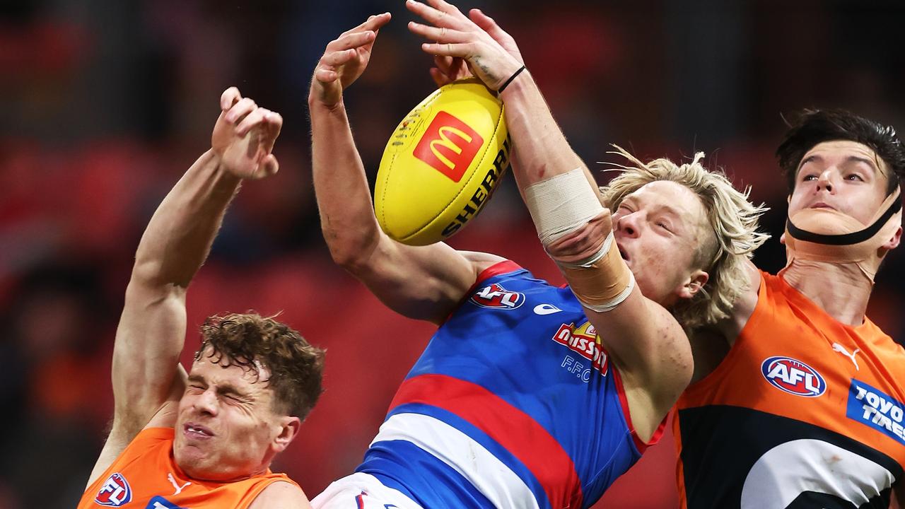 Cody Weightman takes off. Picture: Matt King/AFL Photos/Getty Images