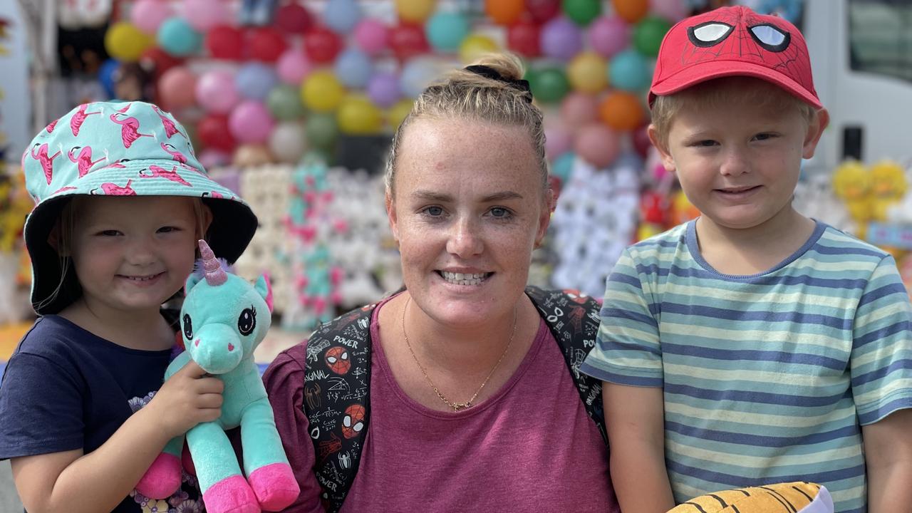 Georgia, Tanya, and Jacob Gallagher enjoy People's Day at the 2024 Gympie Show.