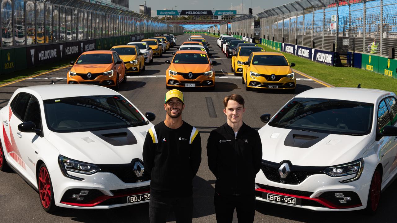 Former Renault driver Daniel Ricciardo joined F1 test driver Oscar Piastri at a Renault-only track day in 2020.