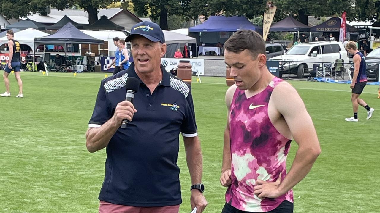 Jack Hale with Peter Emerson after winning his semi. Picture: Shane Jones.