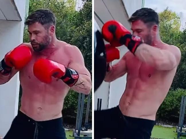 Aussie actor Chris Hemsworth works out.