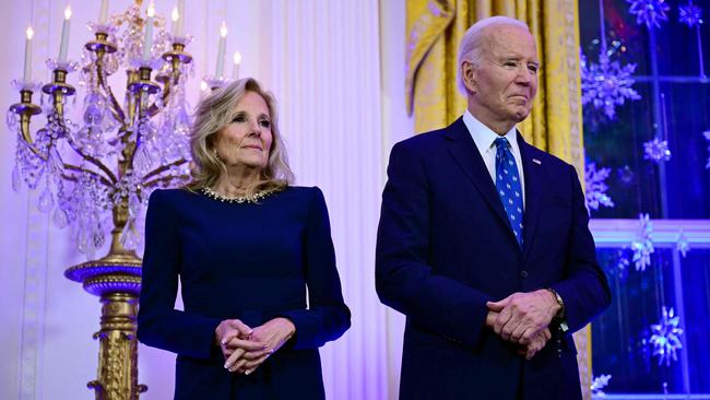 US President Joe Biden and First Lady Jill Biden attend a Hanukkah holiday reception in the East Room of the White House on December 16, 2024. Picture: Jim Watson / AFP