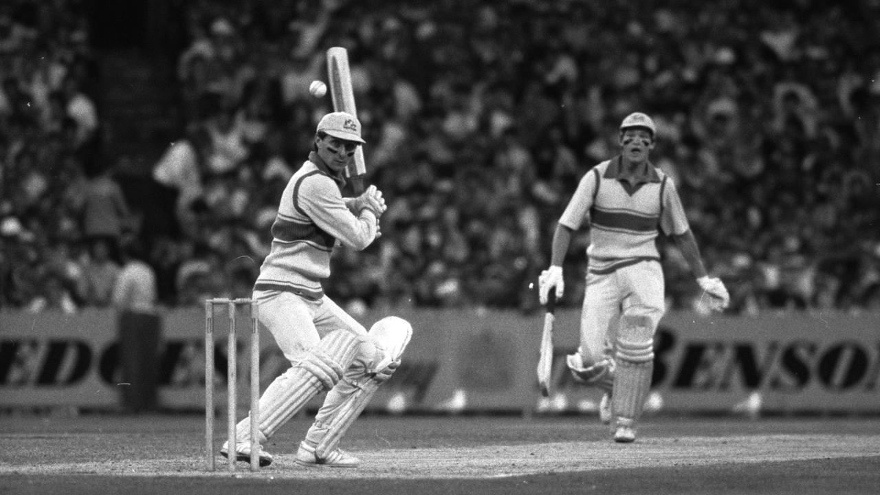 Robbie Kerr batting with the great Dean Jones in a one day international.Picture: TERRY PHELAN.