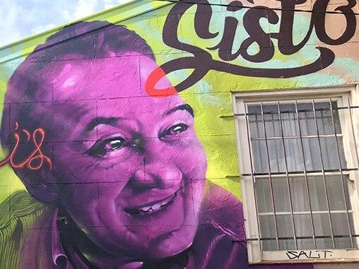 A Melbourne artist has paid tribute to Bourke Street terror victim Sisto Malaspina, with a large mural close to Little Italy, on the side of a residential home at Carlton overnight. Picture: Dean Sunshine