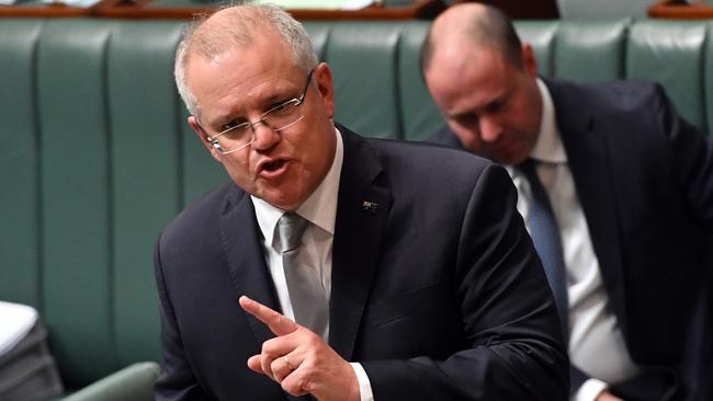 Prime Minister Scott Morrison during Question Time in Parliament House, Canberra, on Wednesday. Picture: Getty Images