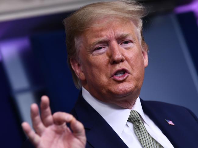 US President Donald Trump speaks during the daily press briefing on the coronavirus pandemic situation at the White House. Picture: AFP