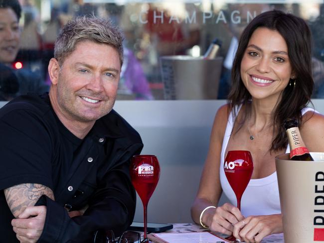 Michael Clarke and Arabella Sherborne at the Australian Open. Picture: Supplied