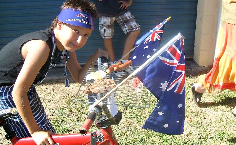 Nick Andreas' award-winning BBQ BMX bike at Tumbulgum's Australia Day celebrations at Brian Breckenridge Field yesterday. Picture: Patrick Williams