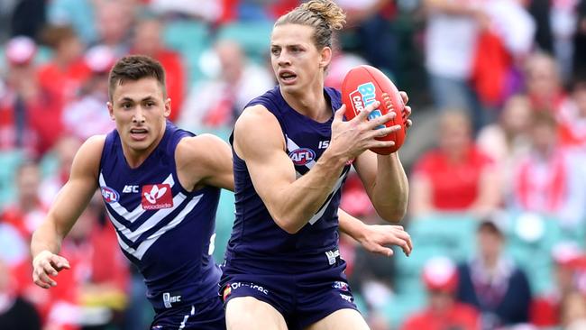 Nat Fyfe in in action for Fremantle.