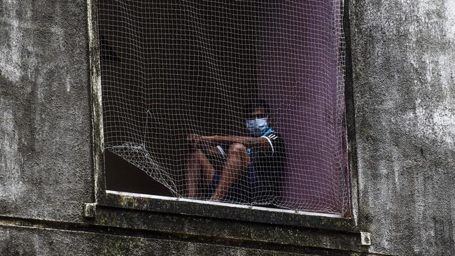 A patient recovers at a COVID-19 clinic in Mumbai on Thursday. Picture: AFP