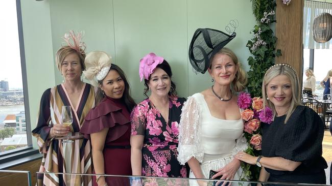 Megan Saul, Stacy Walkom, Daphnie Lobban, Susanne Johansson and Narene MacCartny at Melbourne day event at Roundhouse Newcastle. Pic: Amy Ziniak