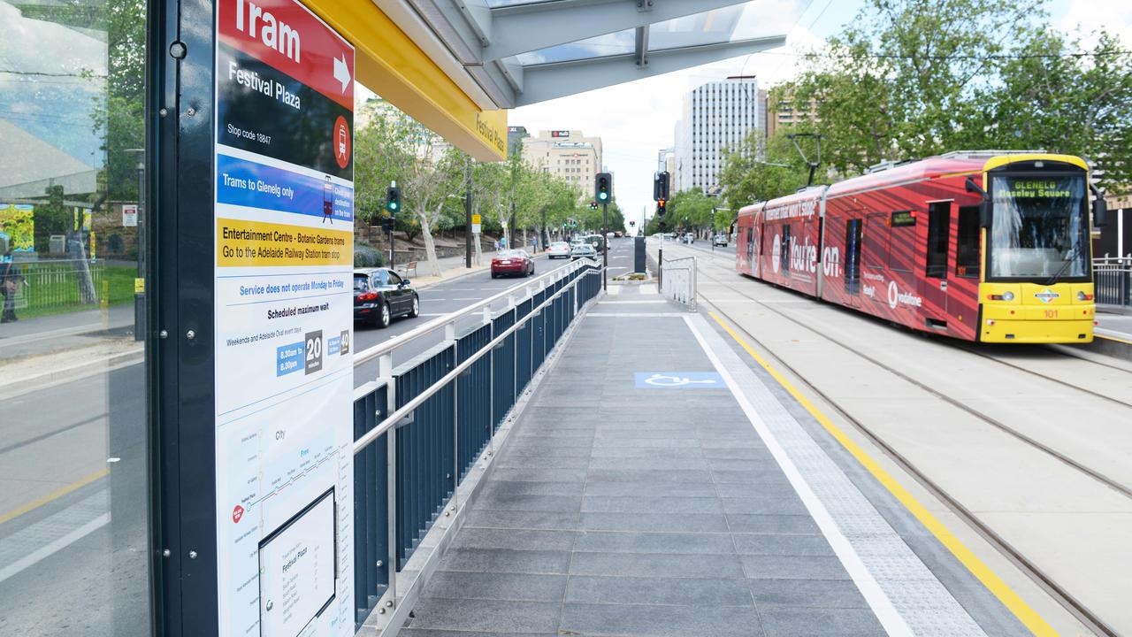 The North Terrace tram stops were upgraded in 2018; the station between Victoria Square and South Terrace is next. Picture: AAP / Brenton Edwards