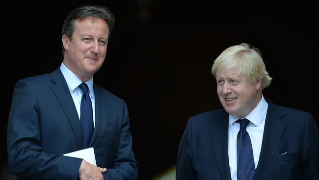 Britain’s David Cameron and Boris Johnson are on opposite sides of the Brexit debate. Picture: John Stillwell