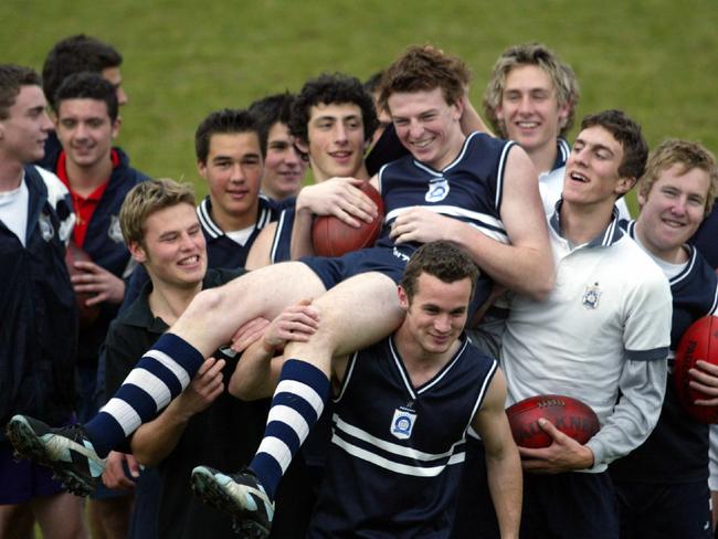 Flashback: Brendon Goddard with his Caulfield Grammar teammates in 2002. 