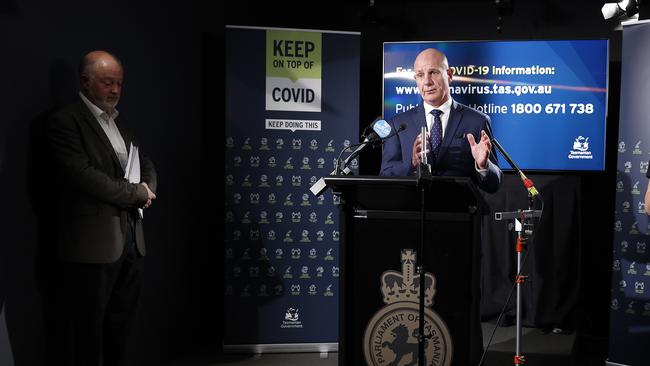 Premier Peter Gutwein addresses the media during the Tasmanian Government COVID-19 update. Picture: Zak Simmonds