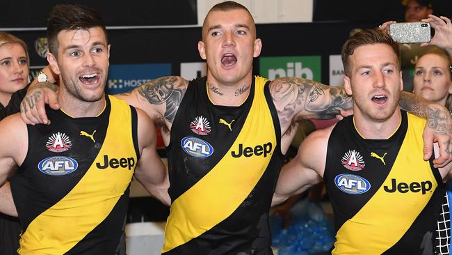 Trent Cotchin, Dustin Martin and Kane Lambert will be the top Tigers. Picture: Getty Images