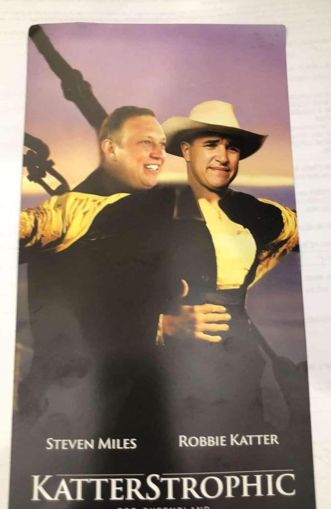 Our vote for best campaign pamphlet was a clever photoshop depicting Robbie Katter being embraced by Steven Miles - Jack and Rose style - on the front of the Titanic.