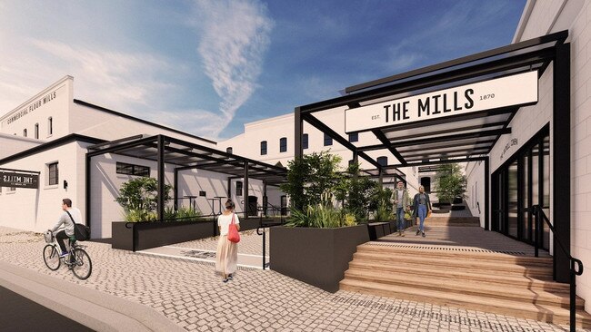 Artist renderings of the intial forecourt Mills Precinct upgrade. Picture: Supplied