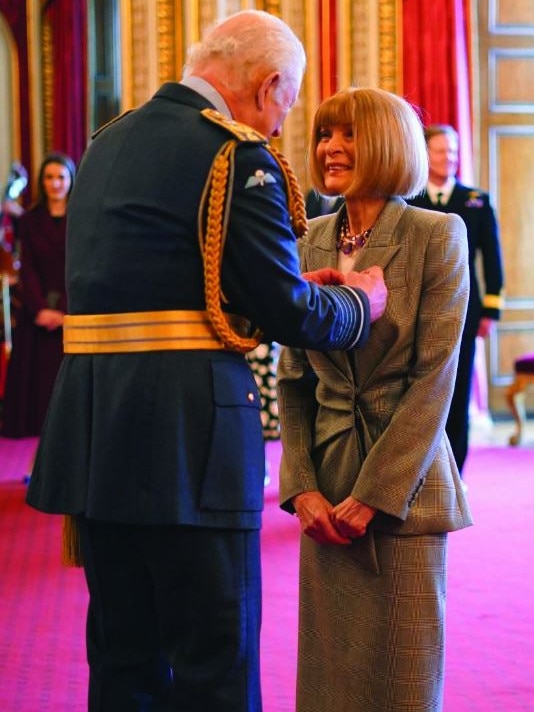 King Charles presented the legendary Anna Wintour with the Order of the Companions of Honour for Services to Fashion. Picture: X/@RoyalFamily